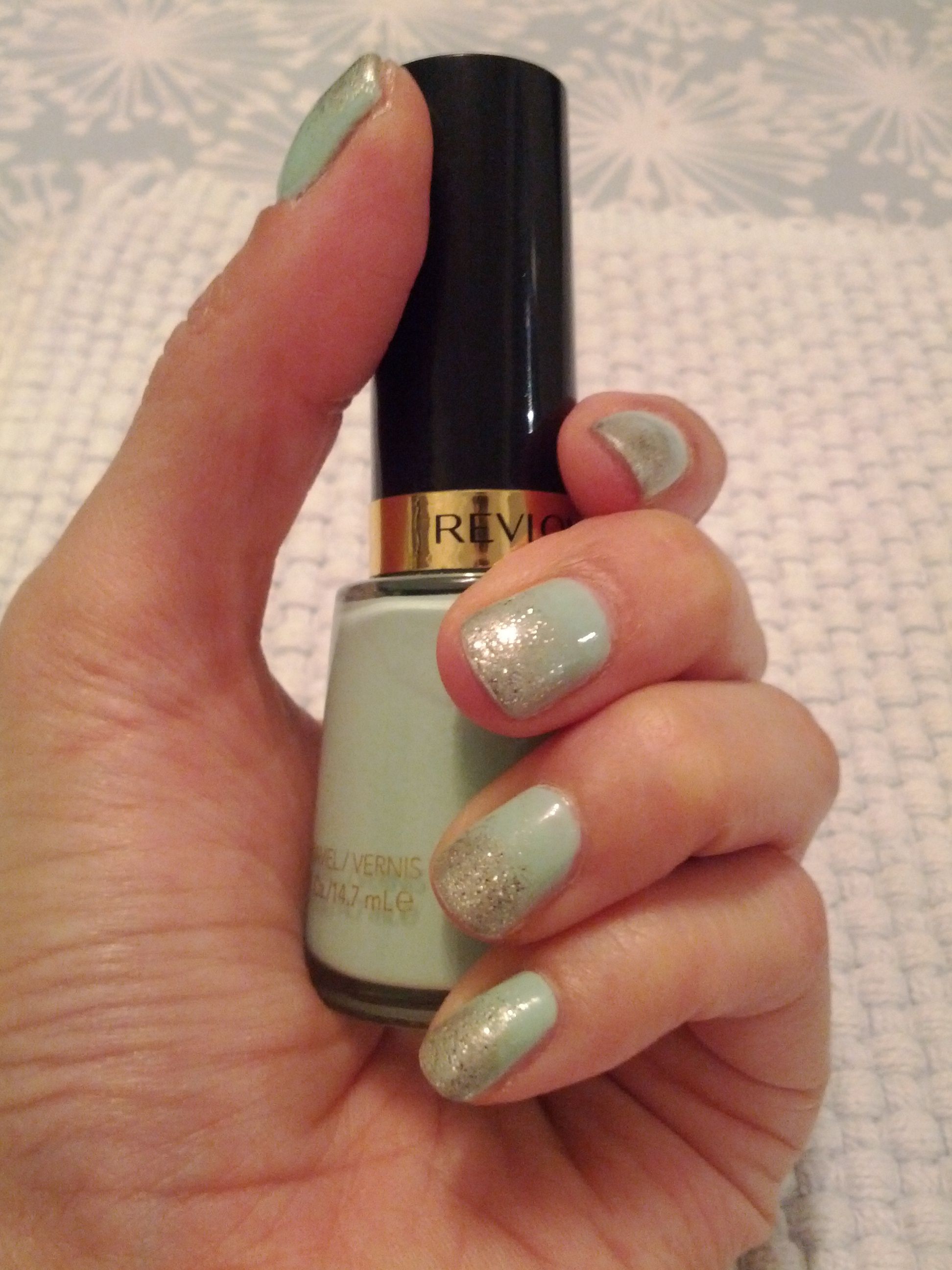 Mint Green Silver Ombre Glitter Nails Picasilly